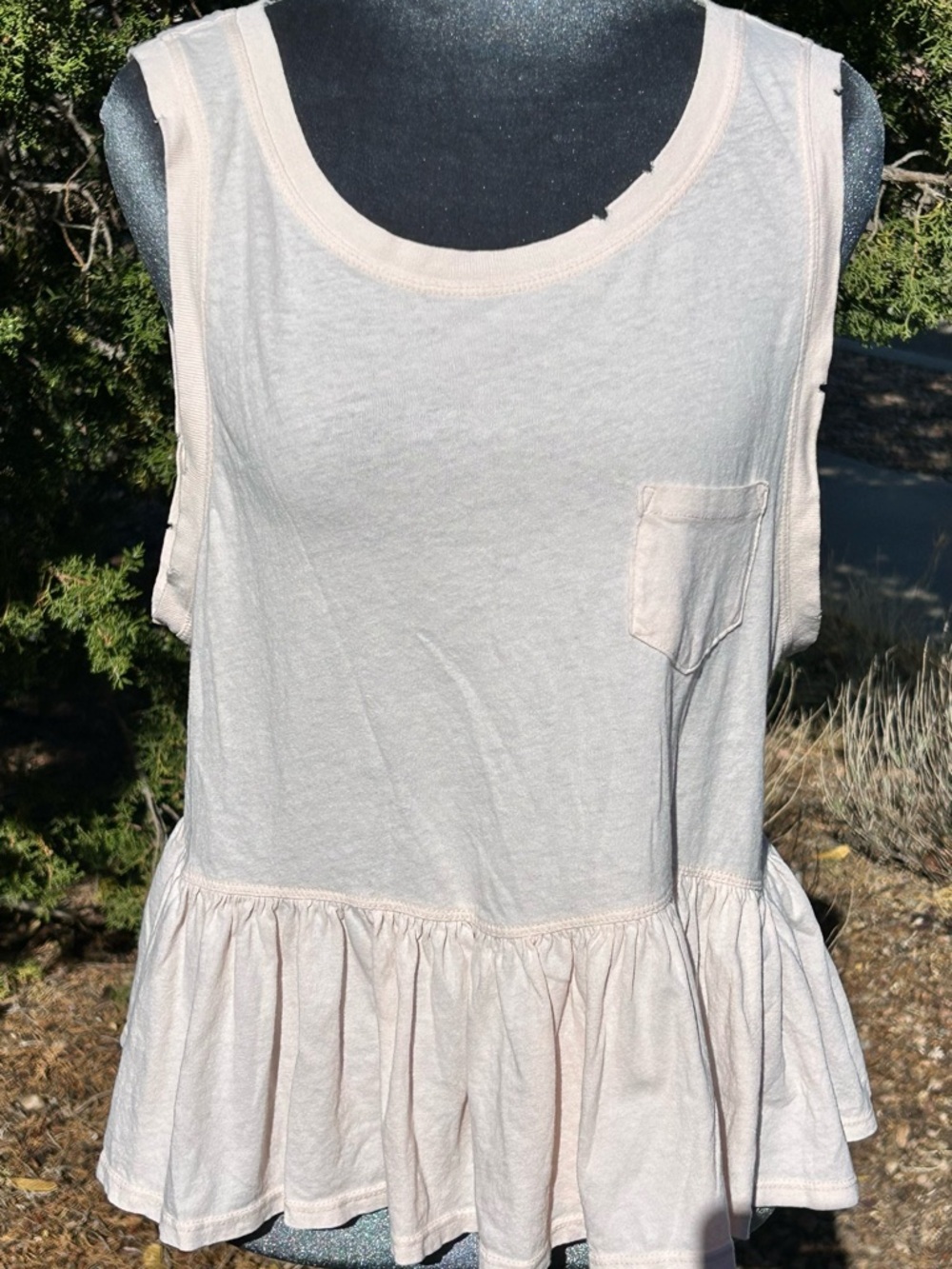 We The Free Pale Pink Peplum Tank with Pocket